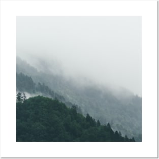 SCENERY 09 - Mountain Forest Tree Misty Fog White Cloud Posters and Art